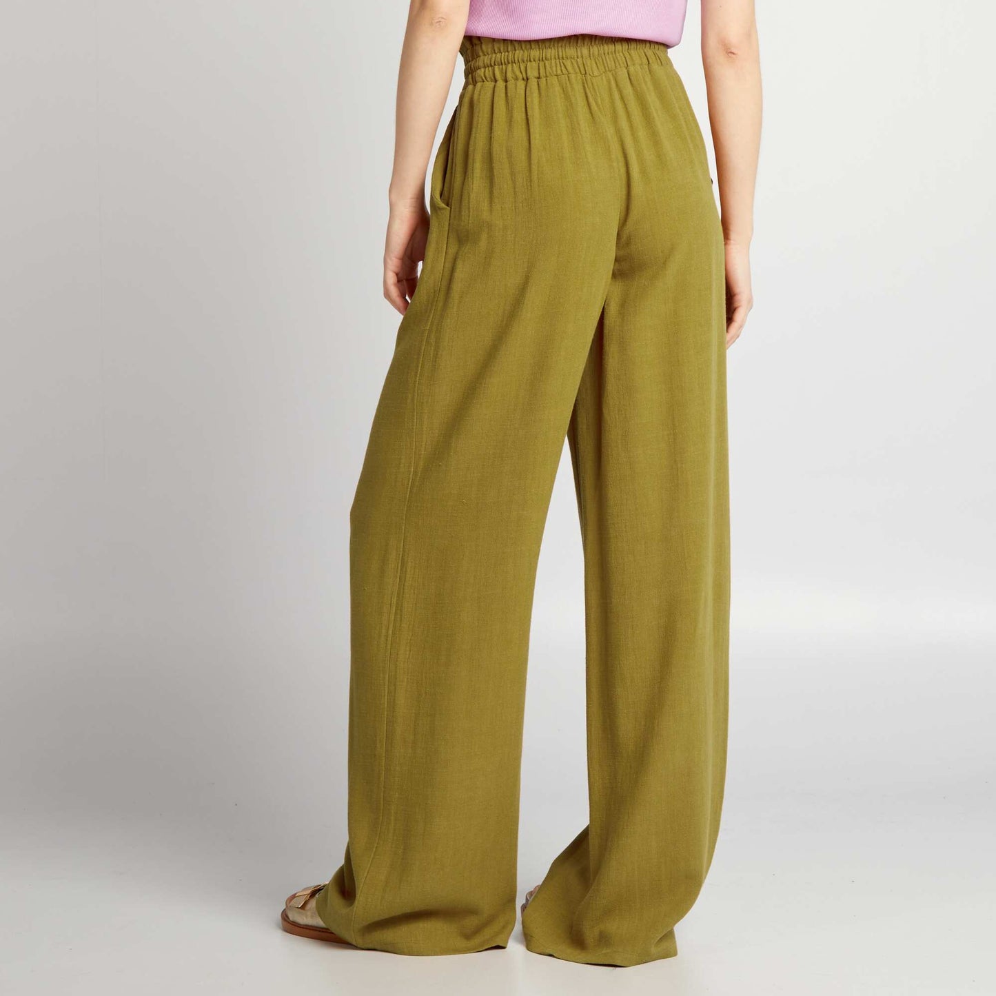 Wide-leg linen trousers RED