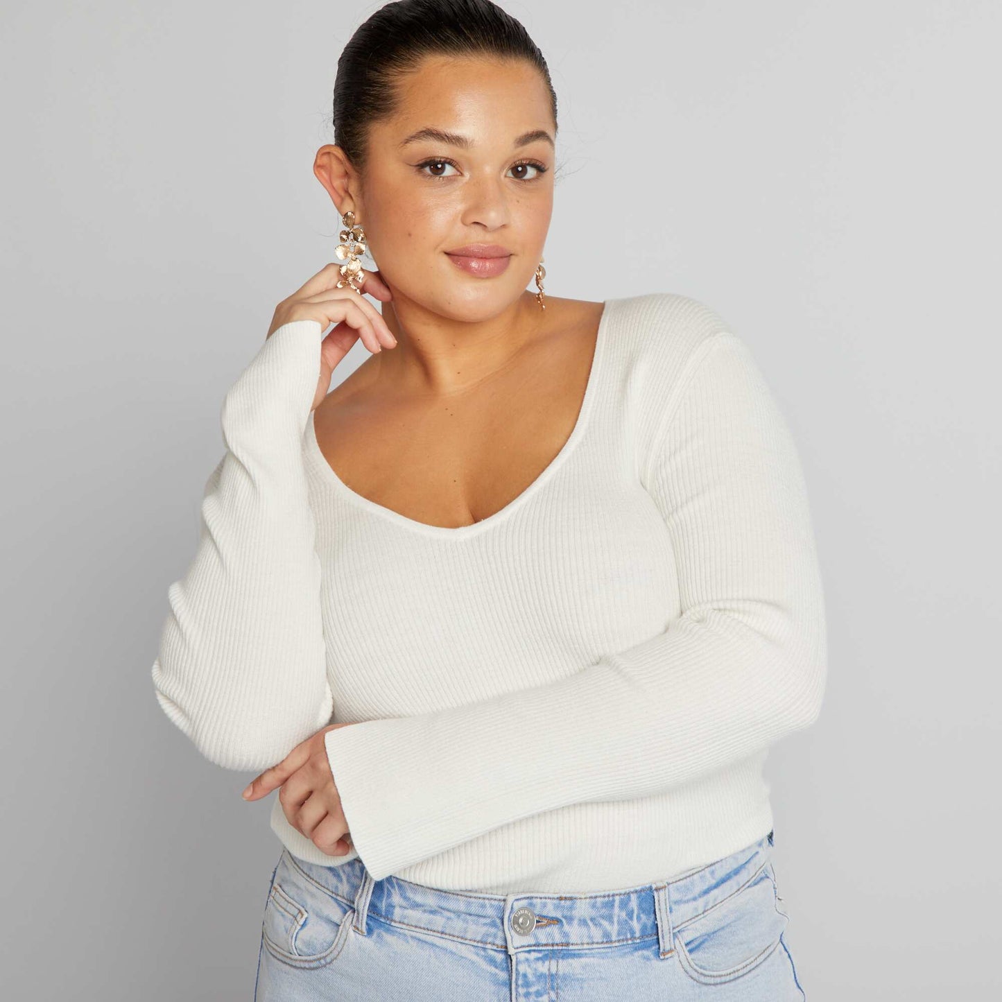 Ribbed sweater WHITE