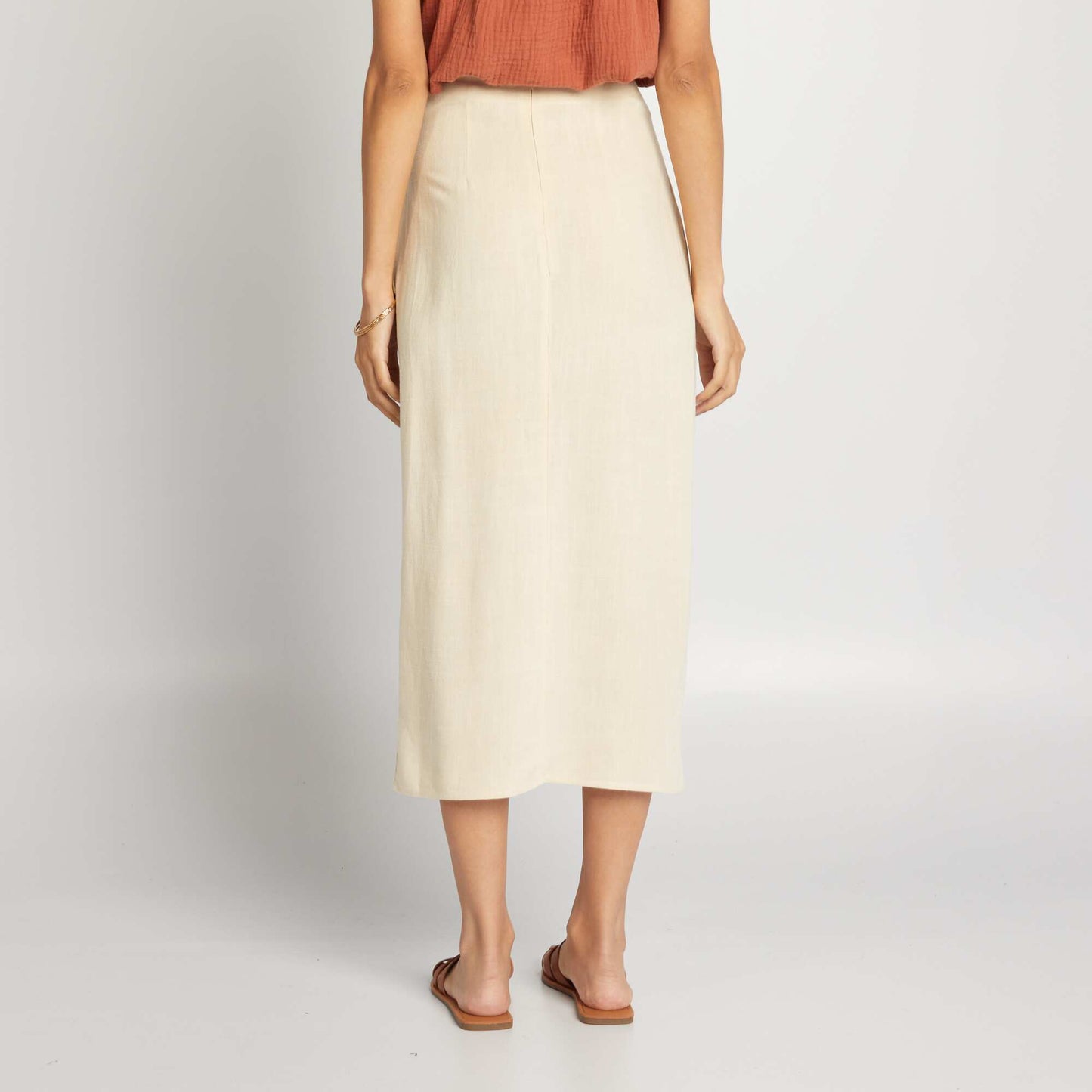 Linen-blend wrap skirt BEIGE