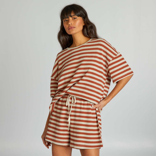 Striped short pyjama set - 2-piece set BROWN