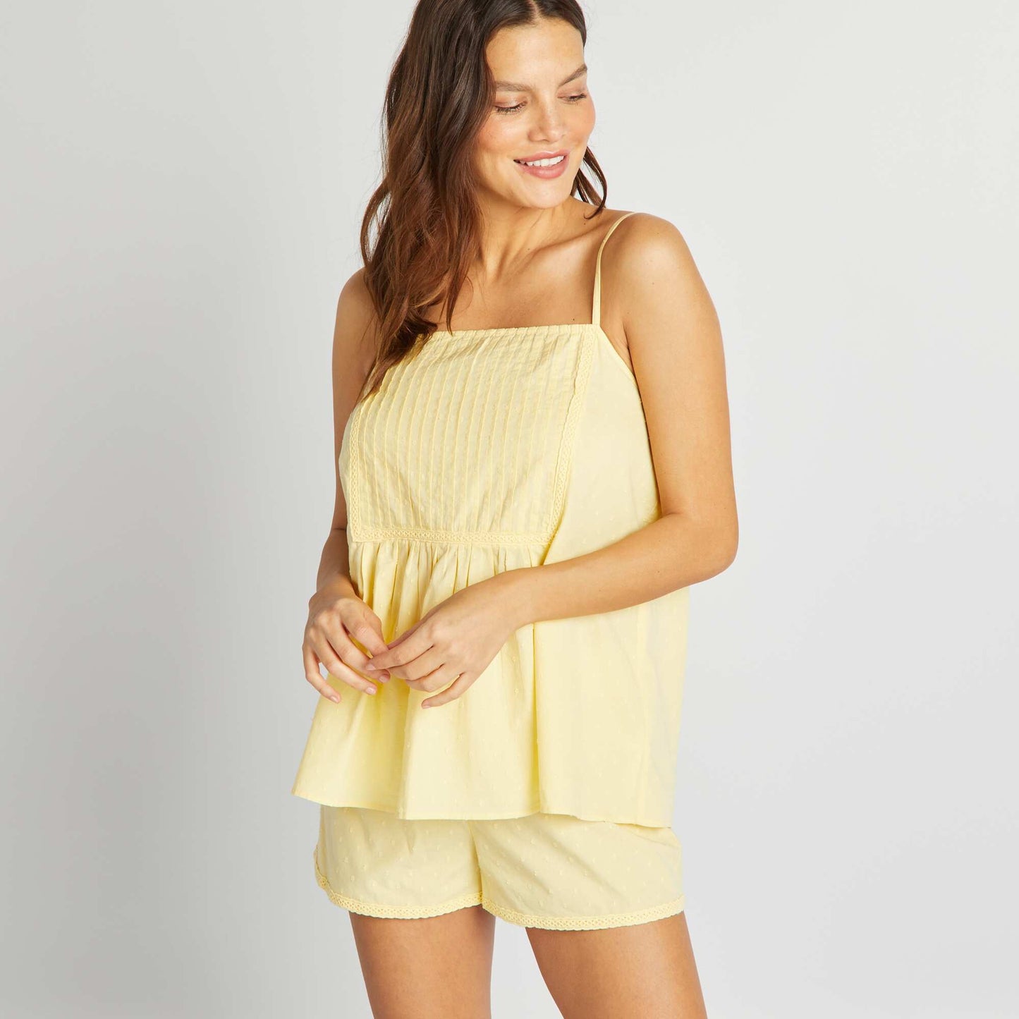 Pyjamas with vest top + shorts - 2-piece set YELLOW