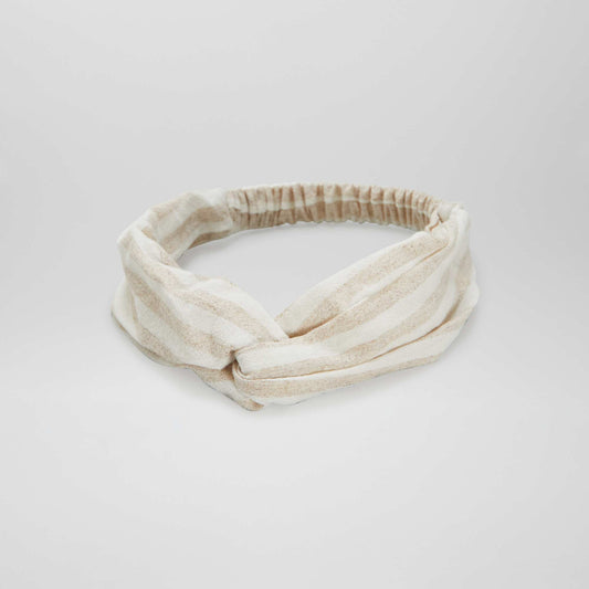 Striped linen blend headband BEIGE