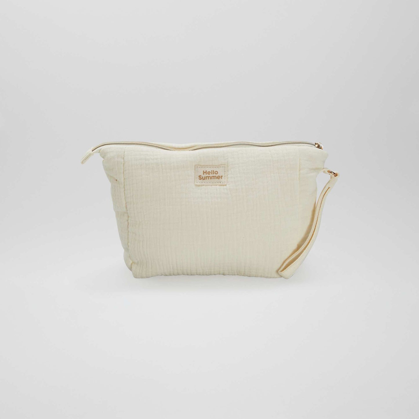 Large cotton gauze toiletry bag beige