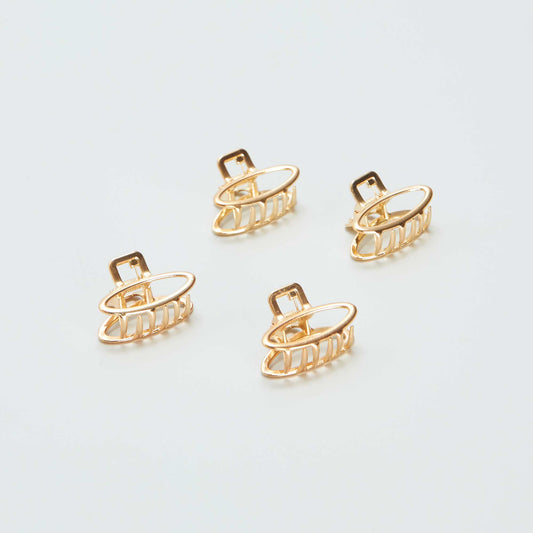 Pack of mini gold-coloured claw clips - Four-piece set YELLOW