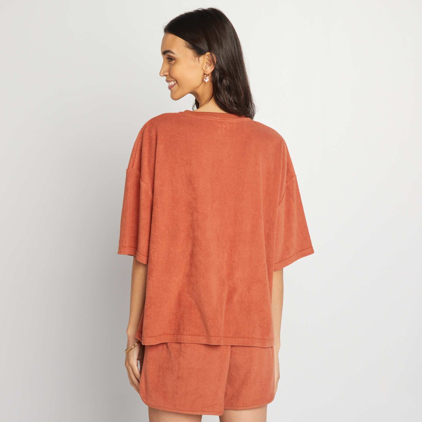 Oversized terrycloth T-shirt BROWN