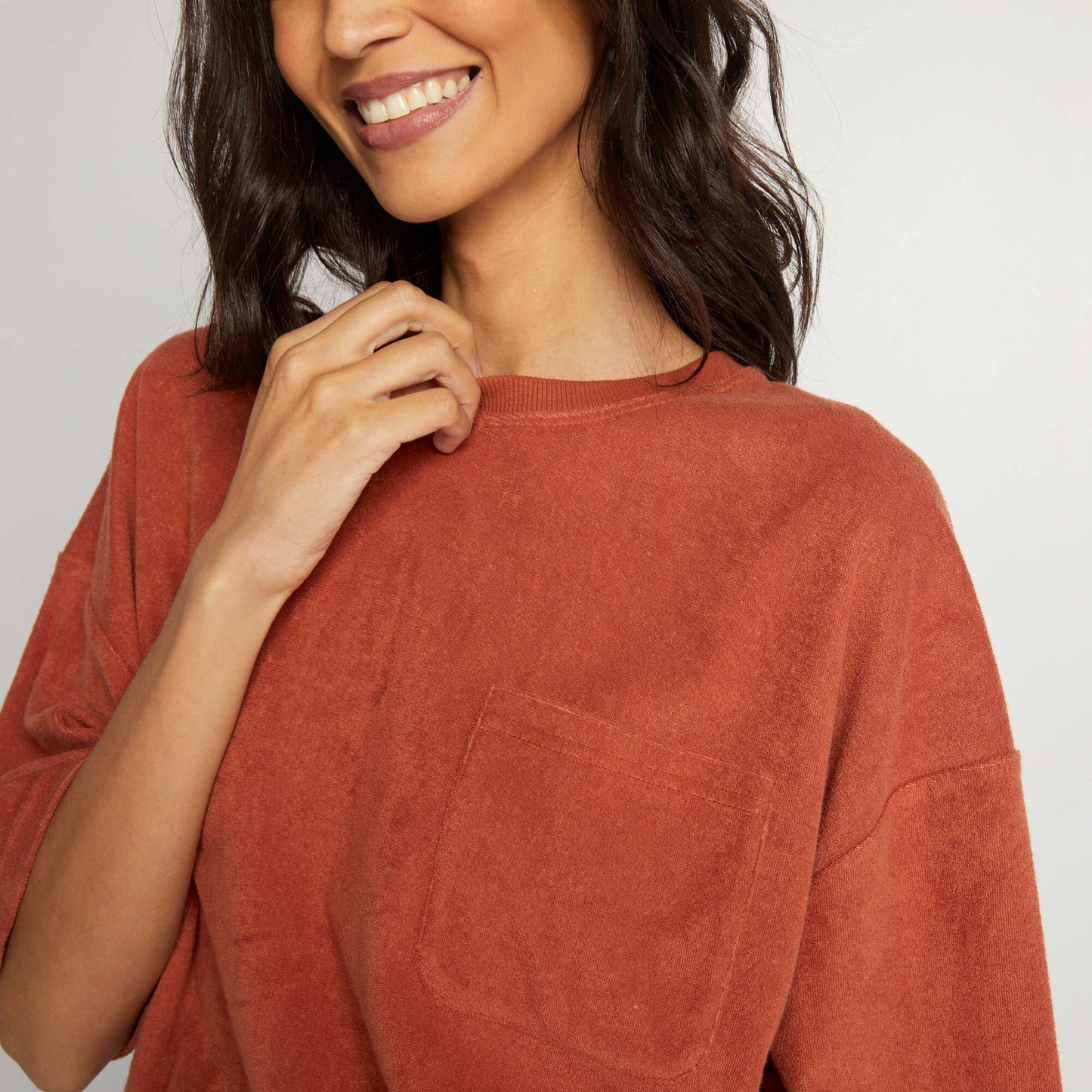 Oversized terrycloth T-shirt BROWN