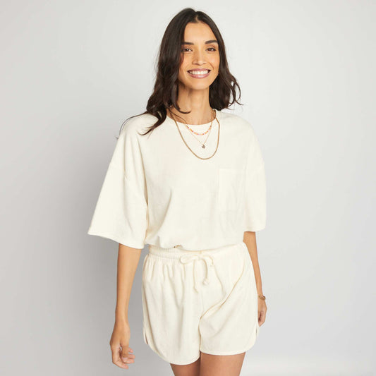 Oversized terrycloth T-shirt WHITE