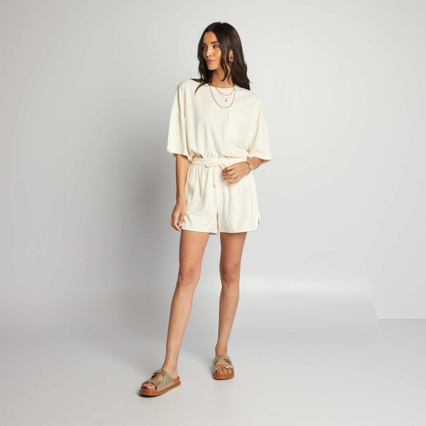 Oversized terrycloth T-shirt WHITE