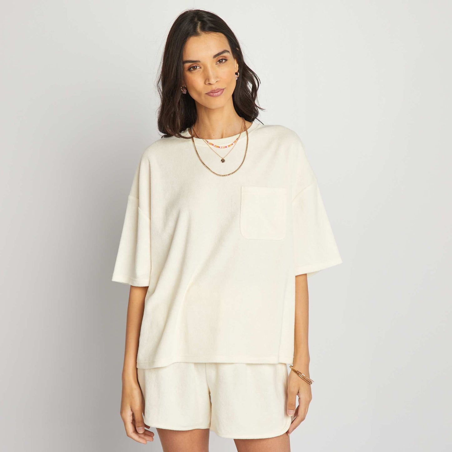 Oversized terrycloth T-shirt WHITE