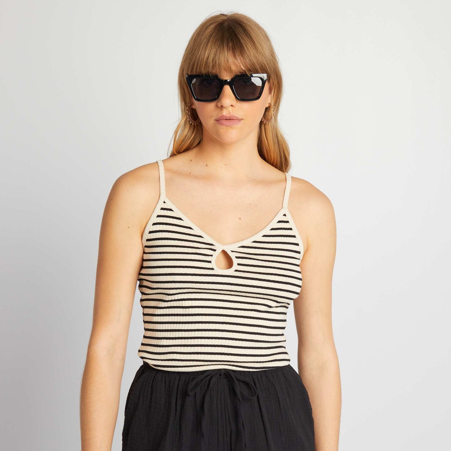 Vest top with spaghetti straps BEIGE