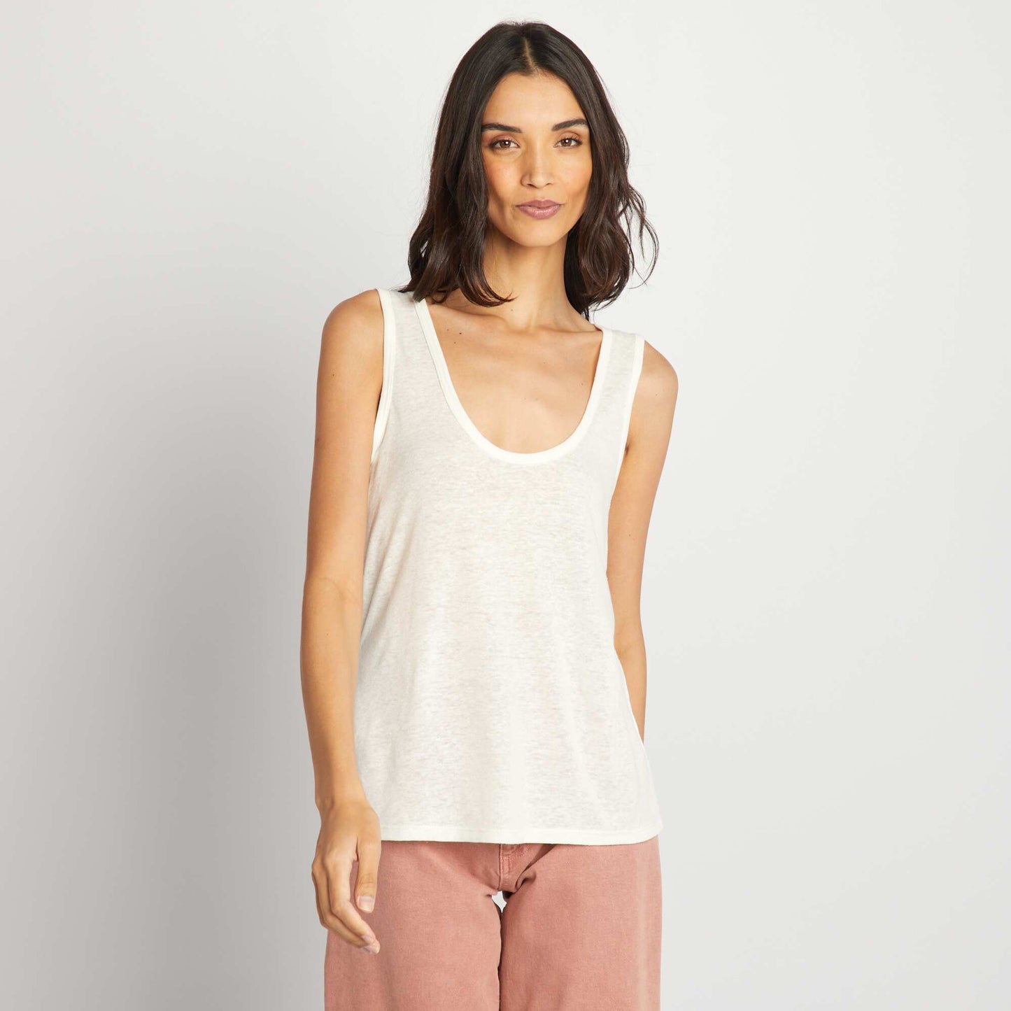 Lightweight linen vest top WHITE