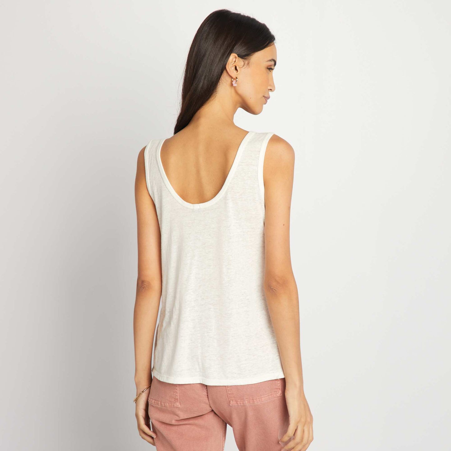 Lightweight linen vest top WHITE