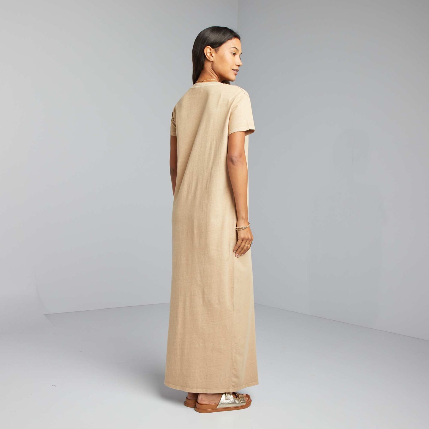 Maxi T-shirt dress BEIGE