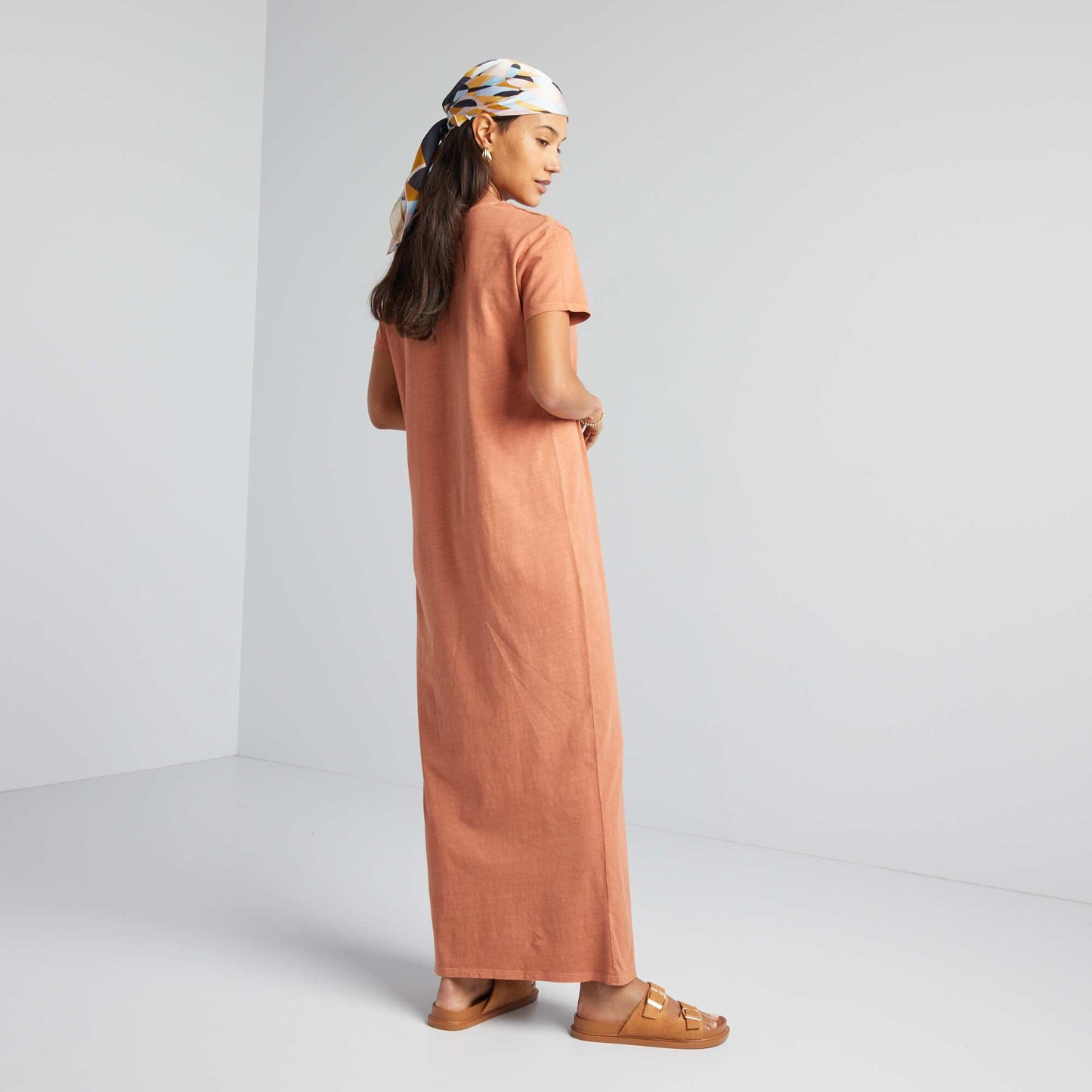 Maxi T-shirt dress BROWN