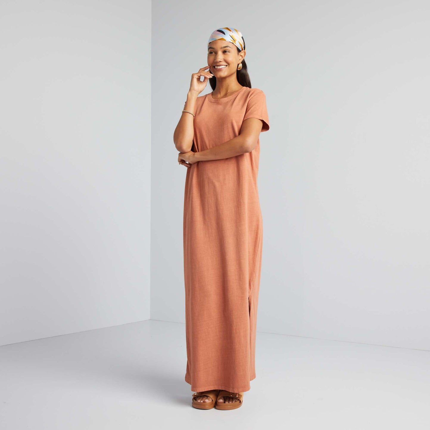 Maxi T-shirt dress BROWN