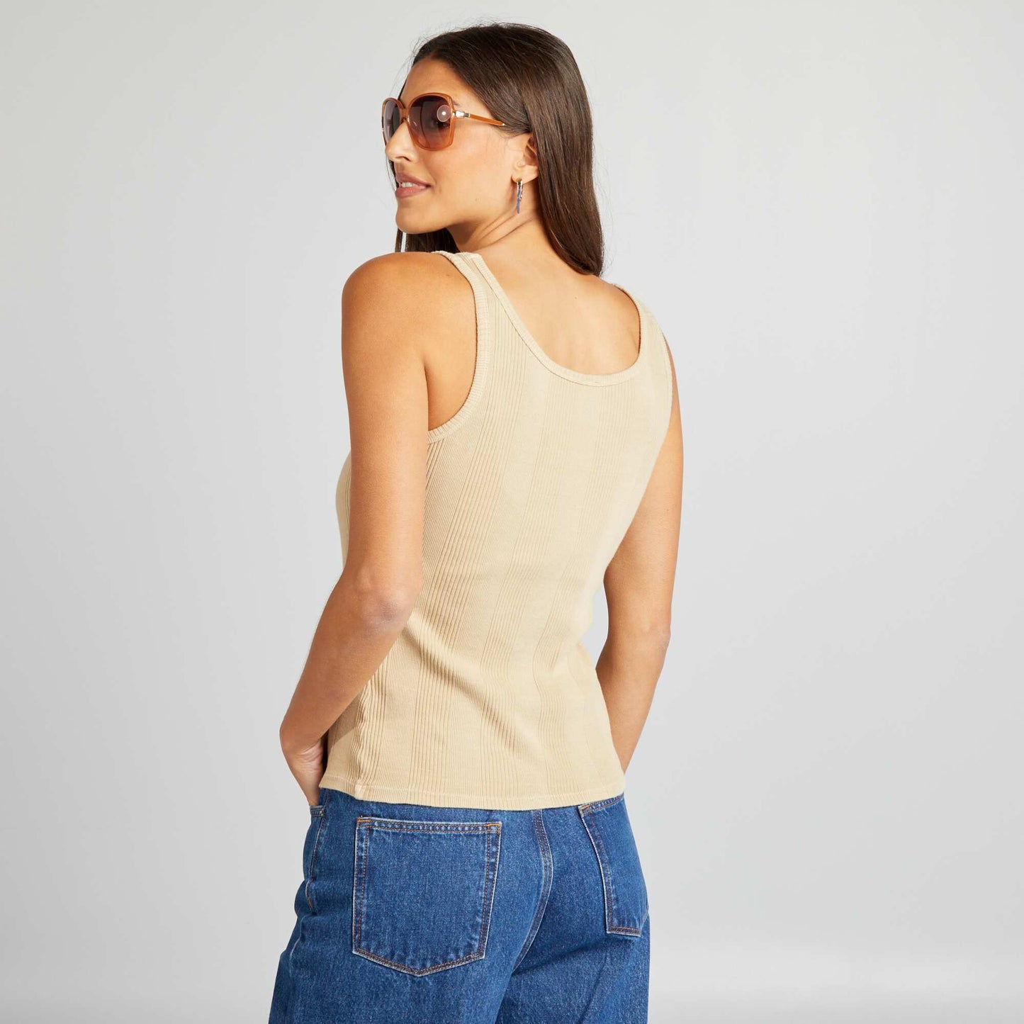 Ribbed vest top BEIGE