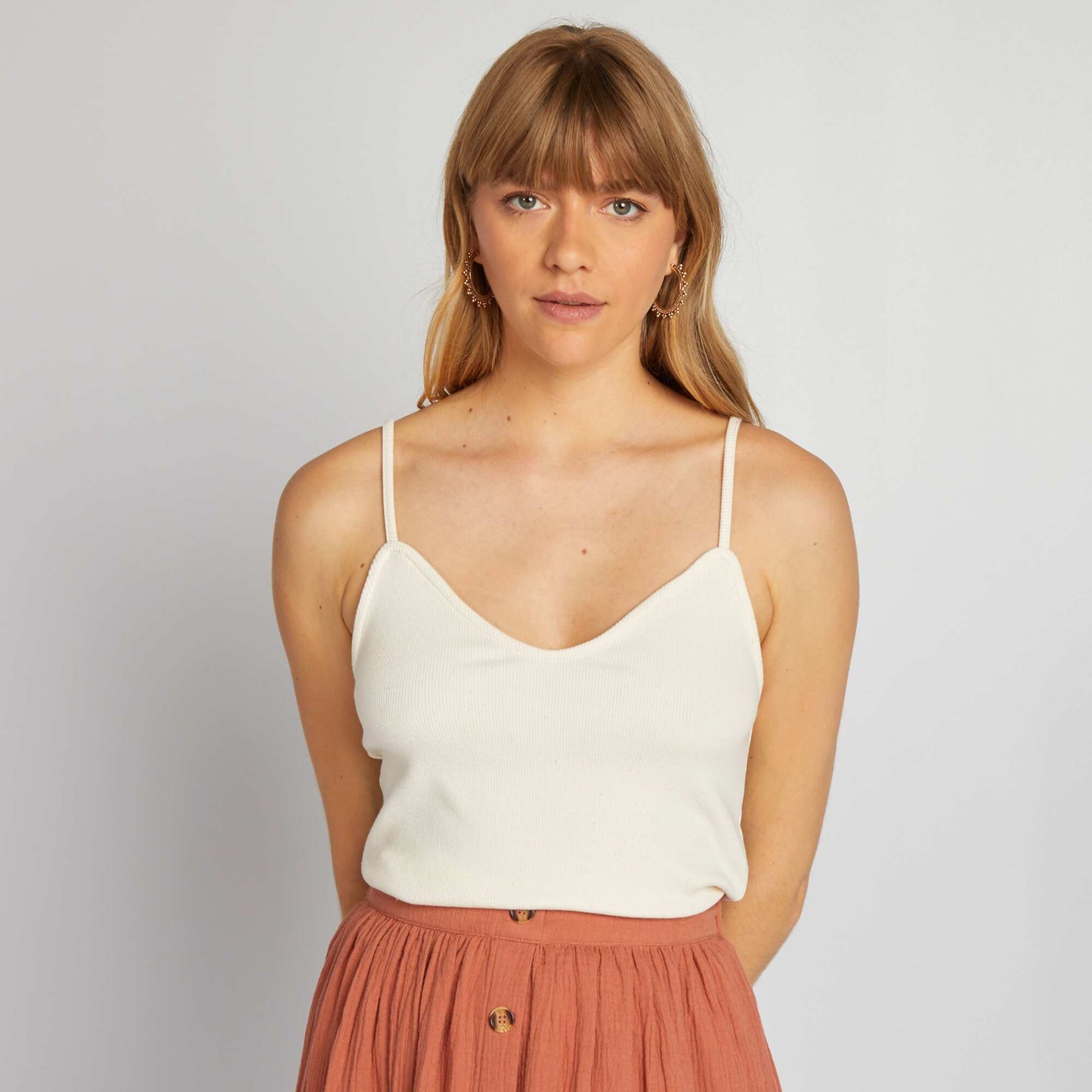 Undyed strappy vest top WHITE