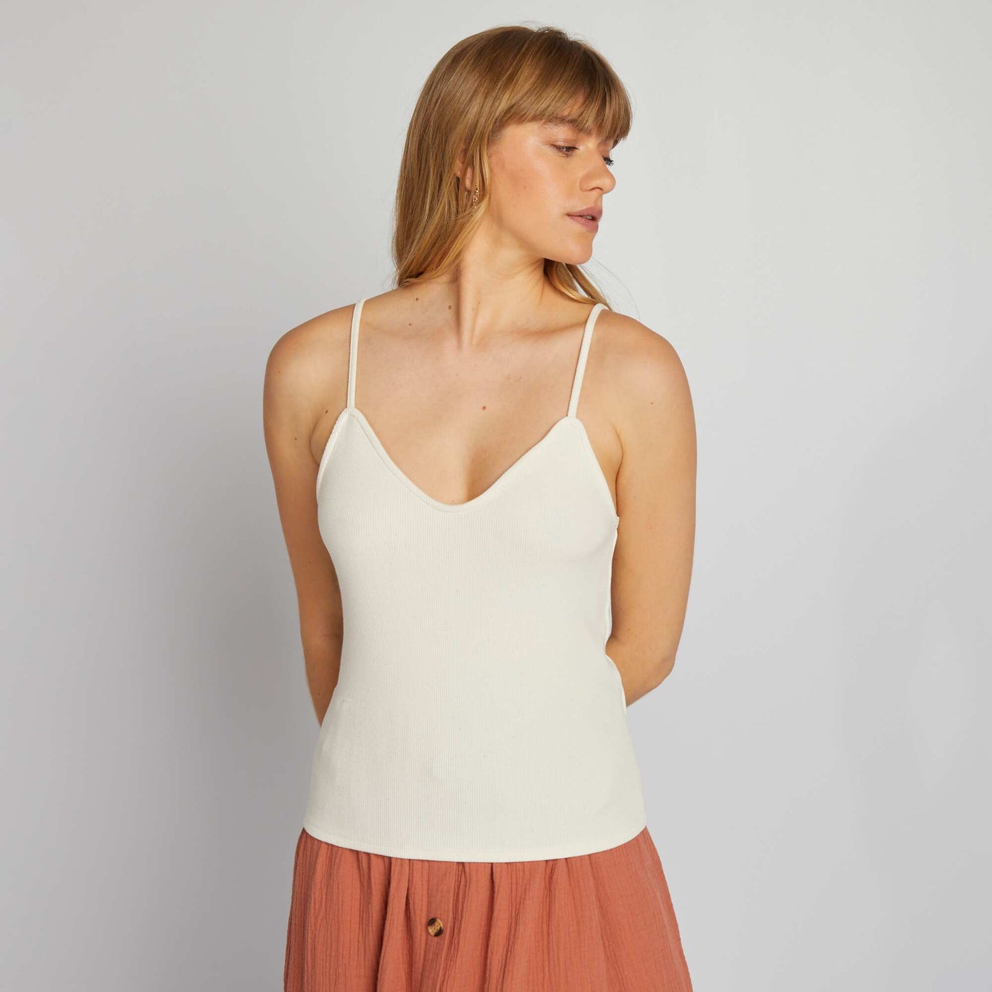 Undyed strappy vest top WHITE