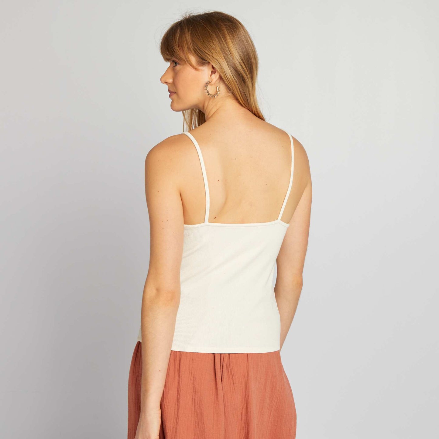 Undyed strappy vest top WHITE