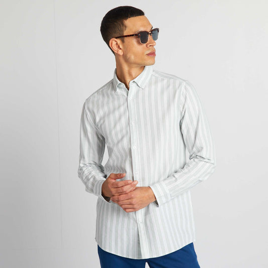 Straight-cut striped shirt GREEN