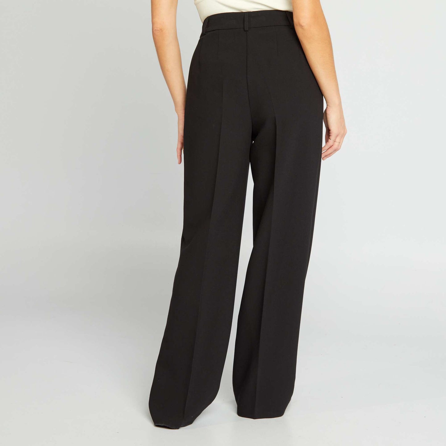 Wide-leg plain trousers black