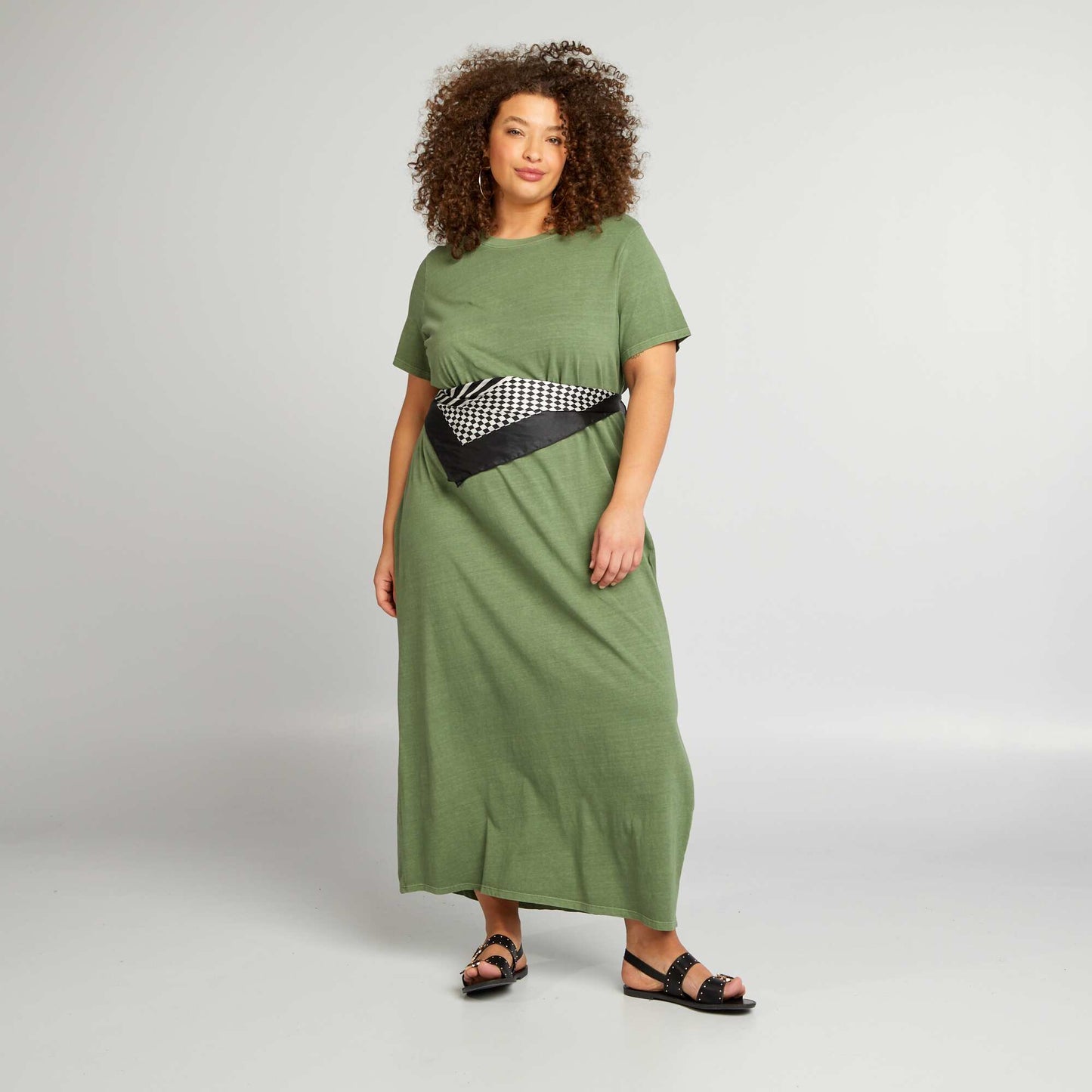 Faded effect T-shirt dress GREEN