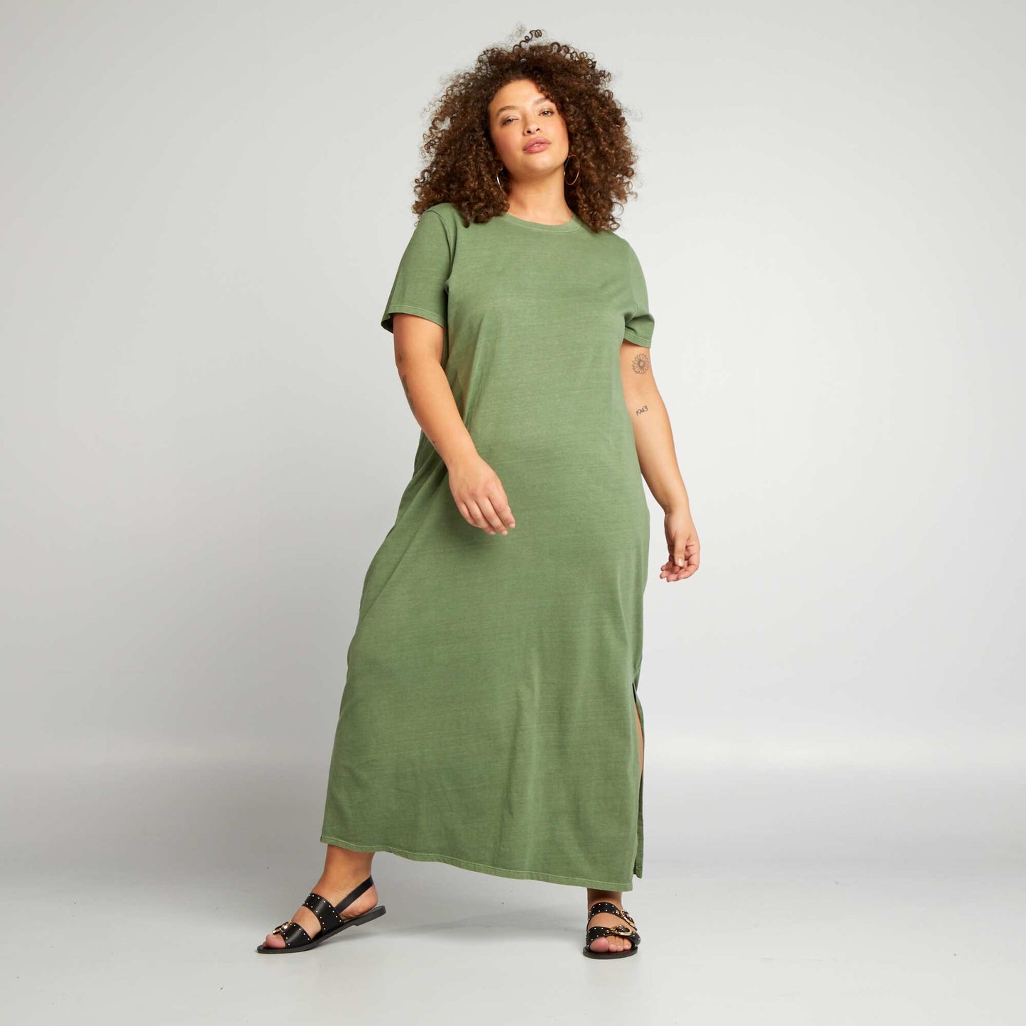 Faded effect T-shirt dress GREEN