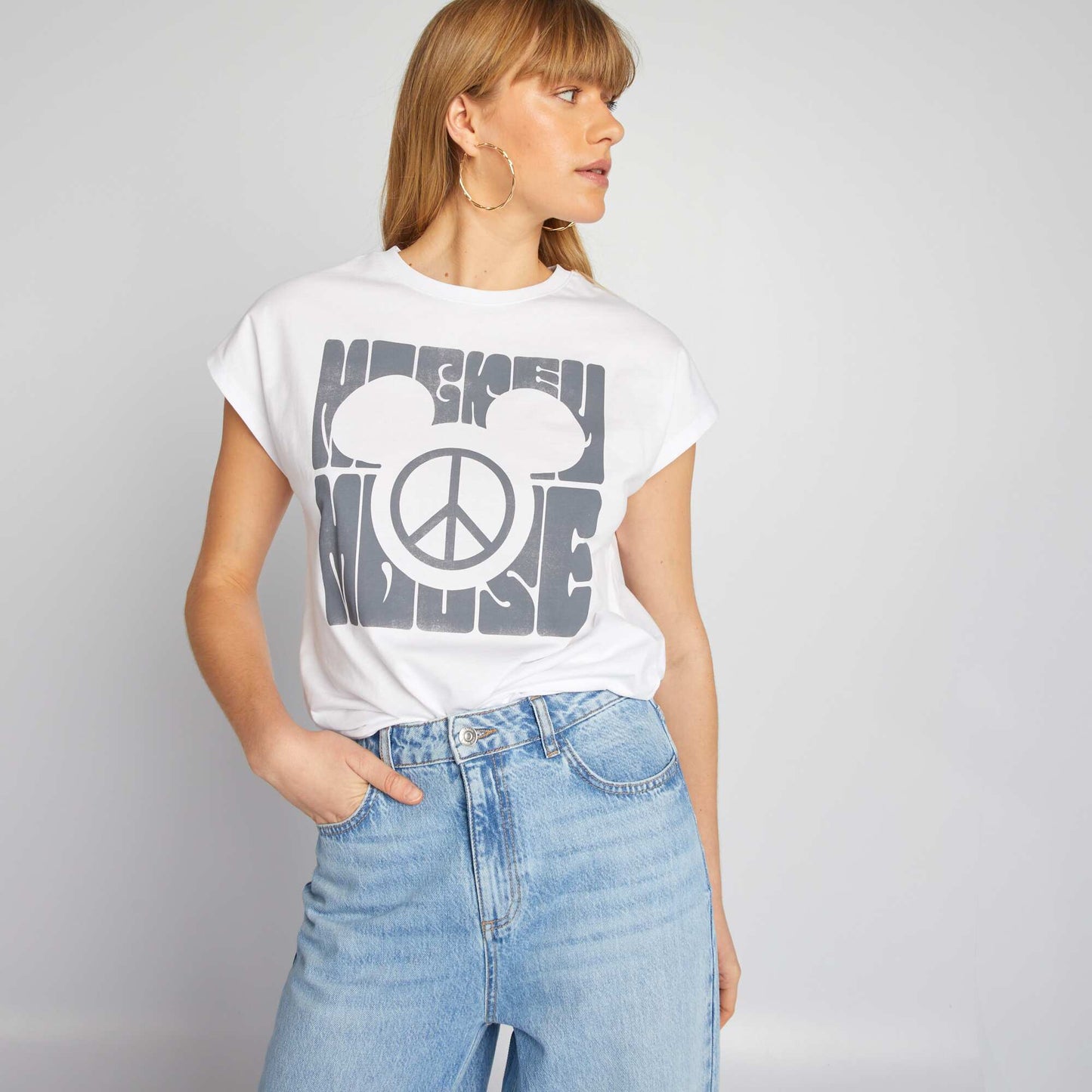 Disney Mickey Mouse oversized hippie-style T-shirt WHITE