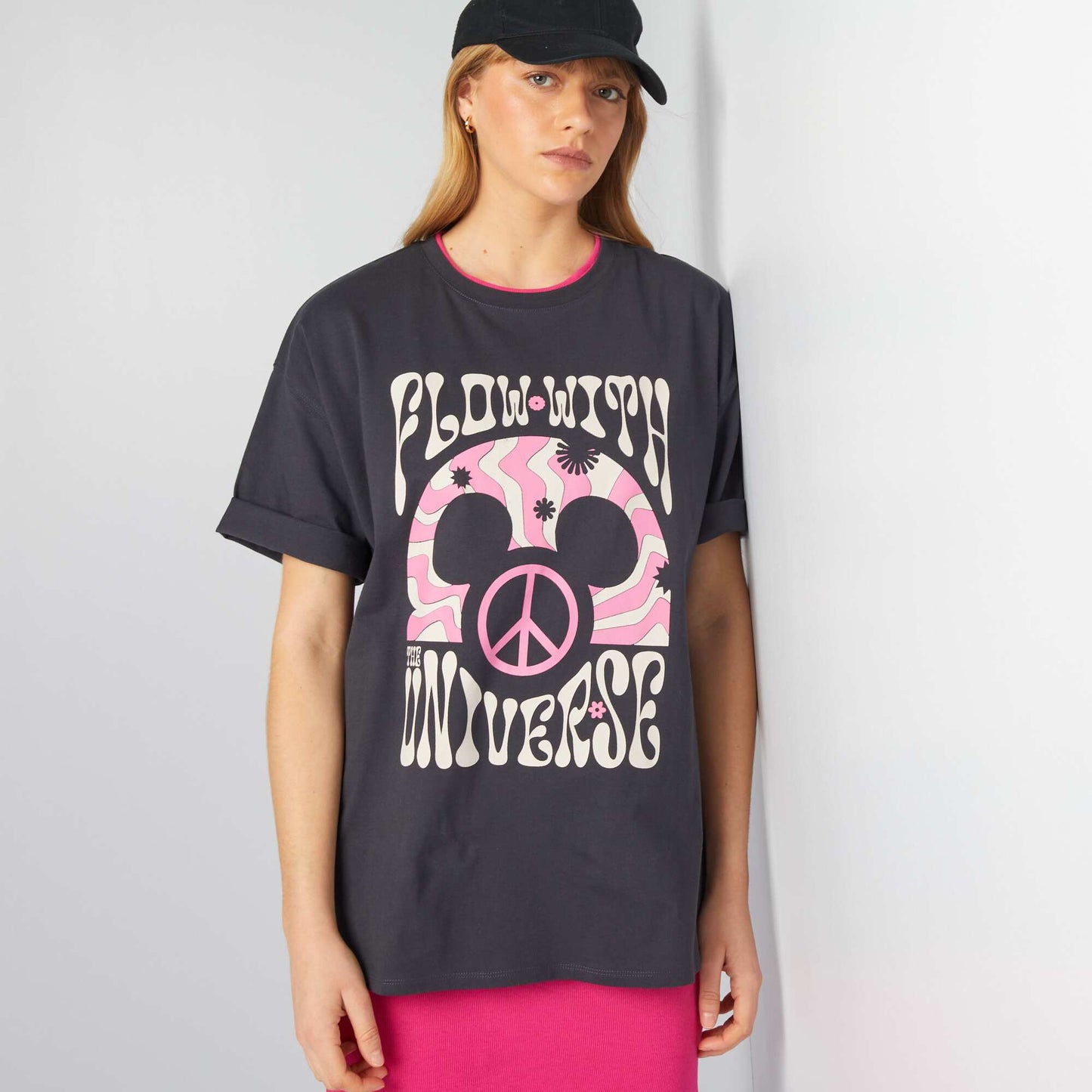 Disney Mickey Mouse oversized hippie-style T-shirt BLACK