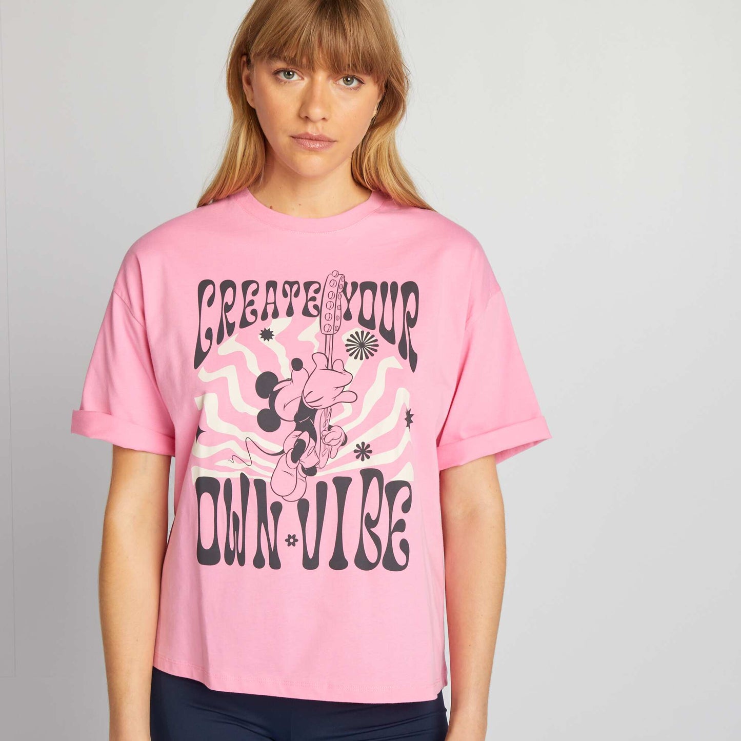 Disney Mickey Mouse oversized hippie-style T-shirt PINK