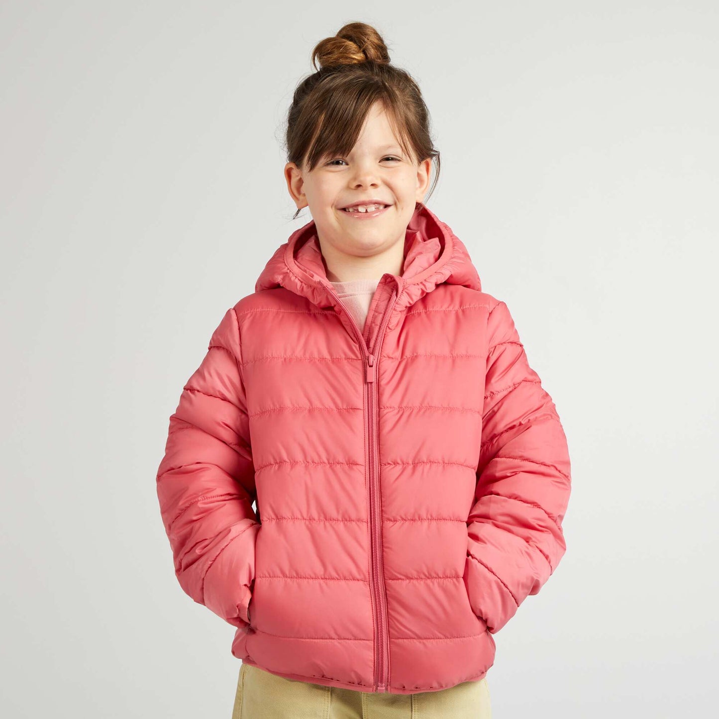 Quilted padded jacket with hood pink