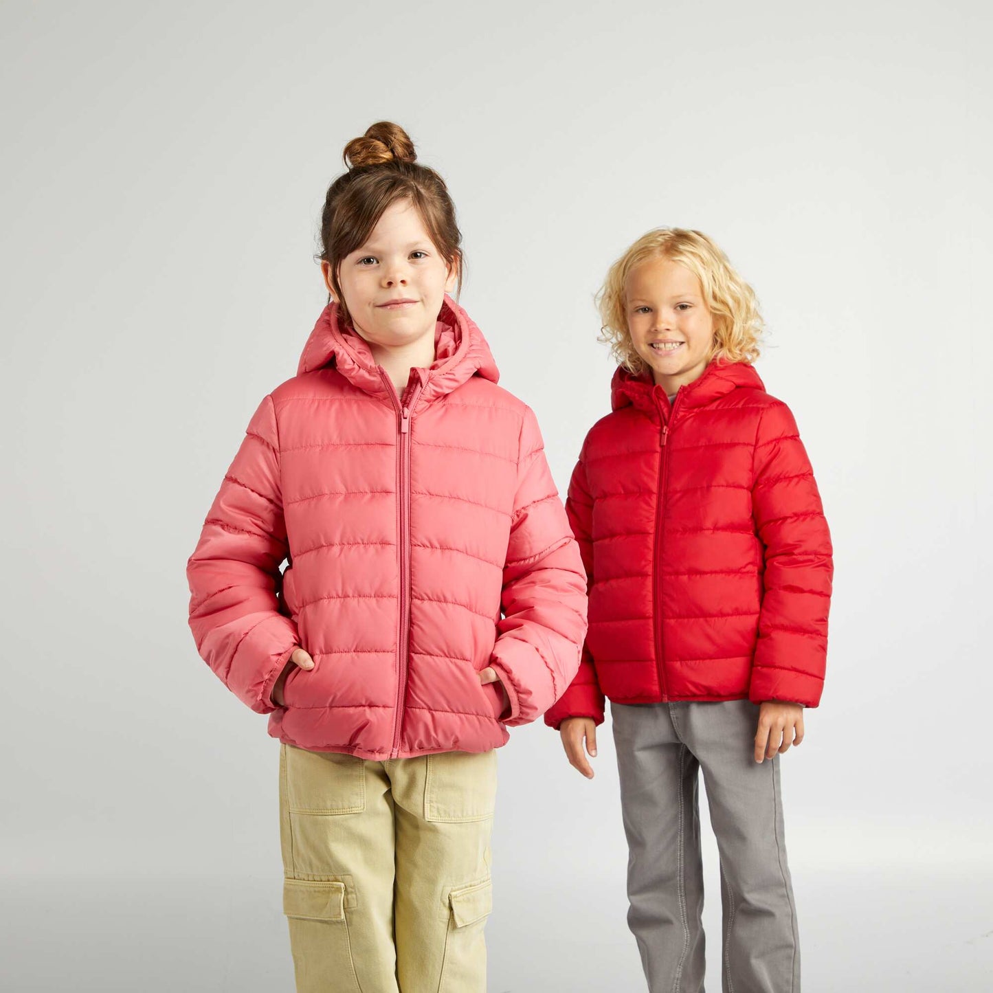 Quilted padded jacket with hood pink