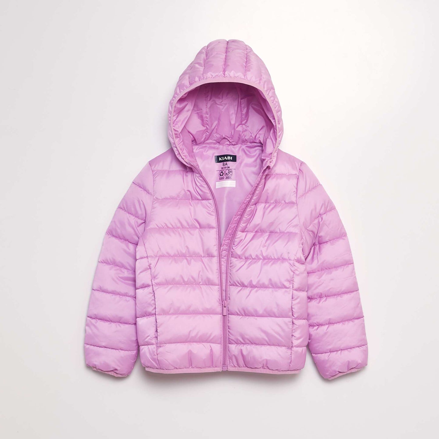 Quilted padded jacket with hood PURPLE