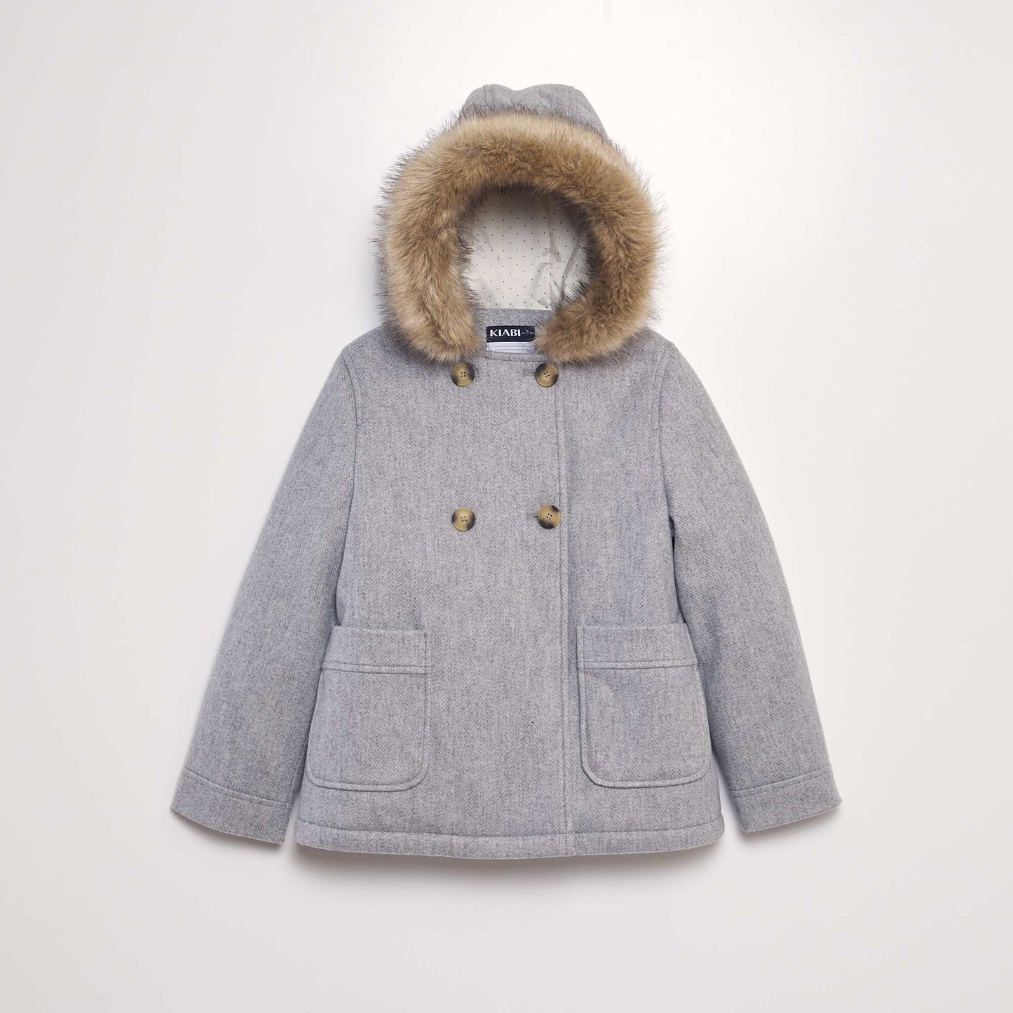 Woolcloth-effect hooded coat BEIGE