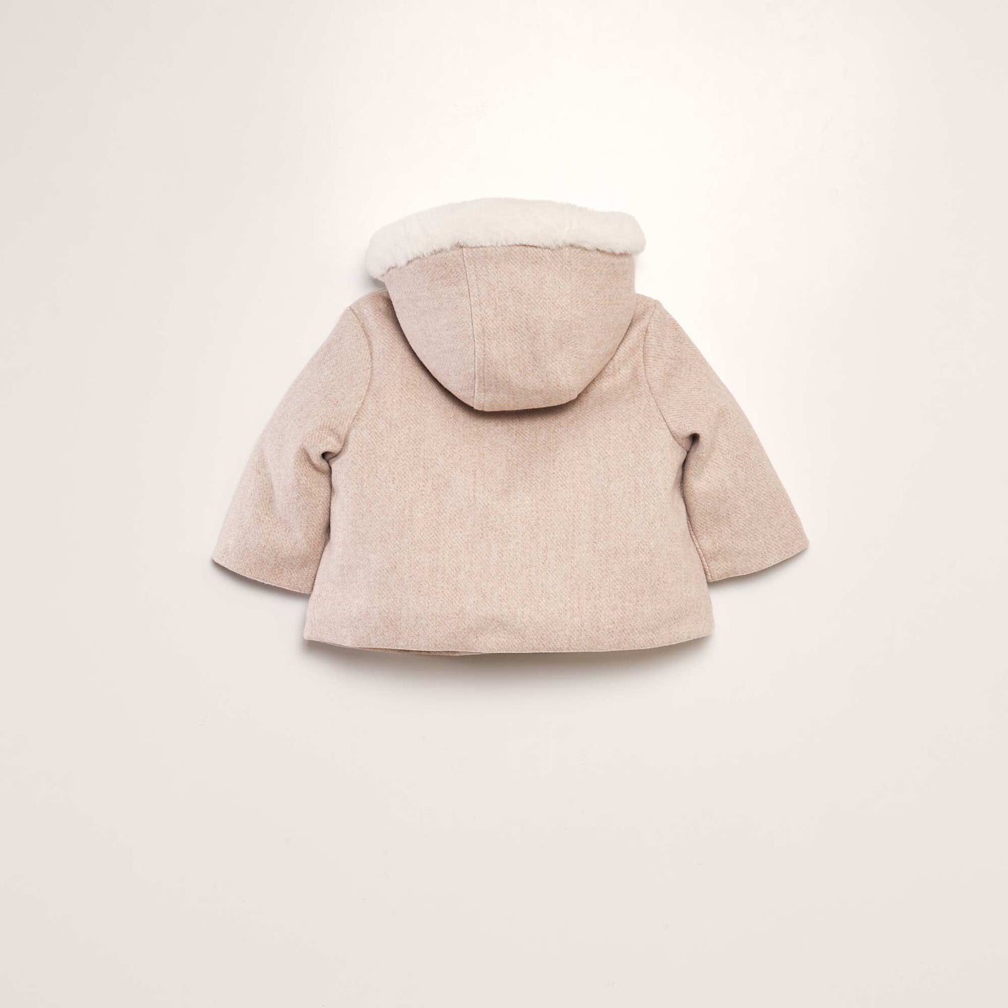 Faux woolcloth coat with faux fur PINK