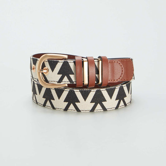 Graphic pattern belt beige