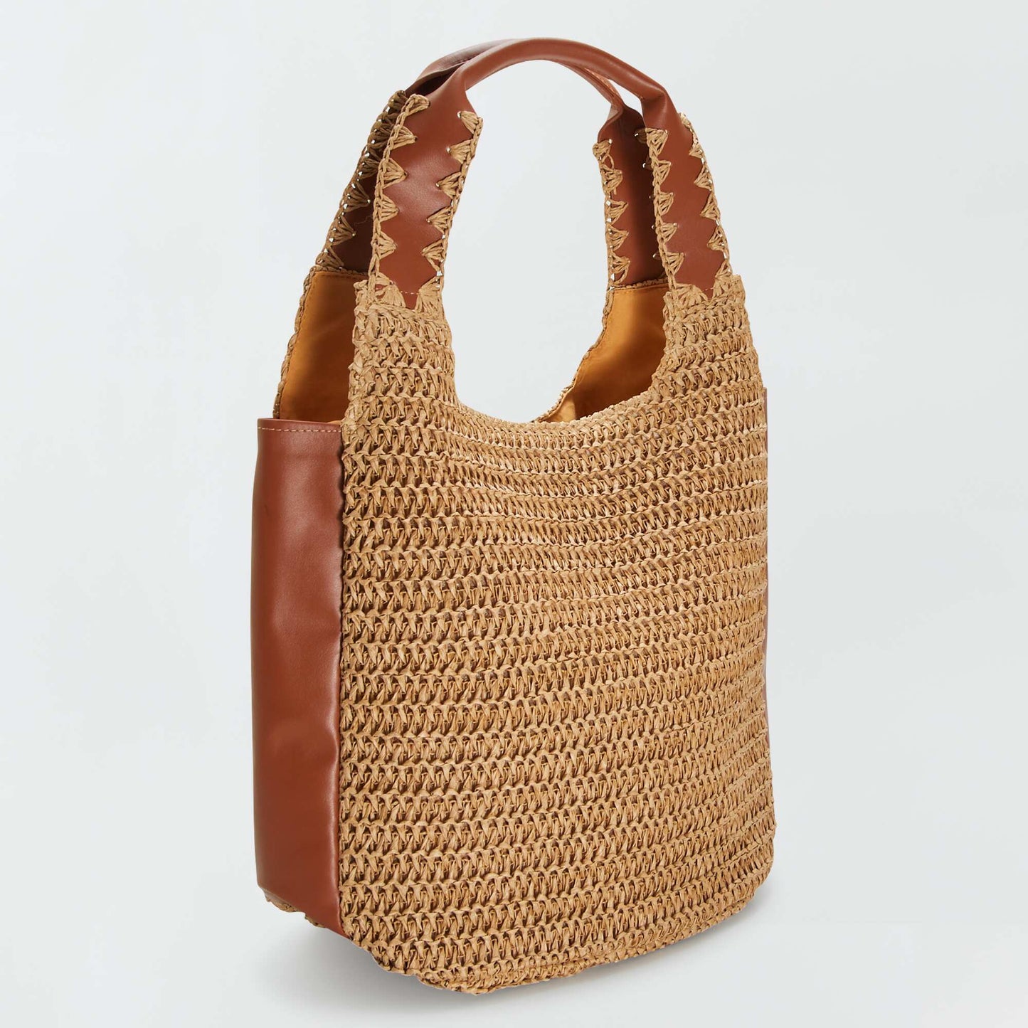 Straw bucket bag BEIGE