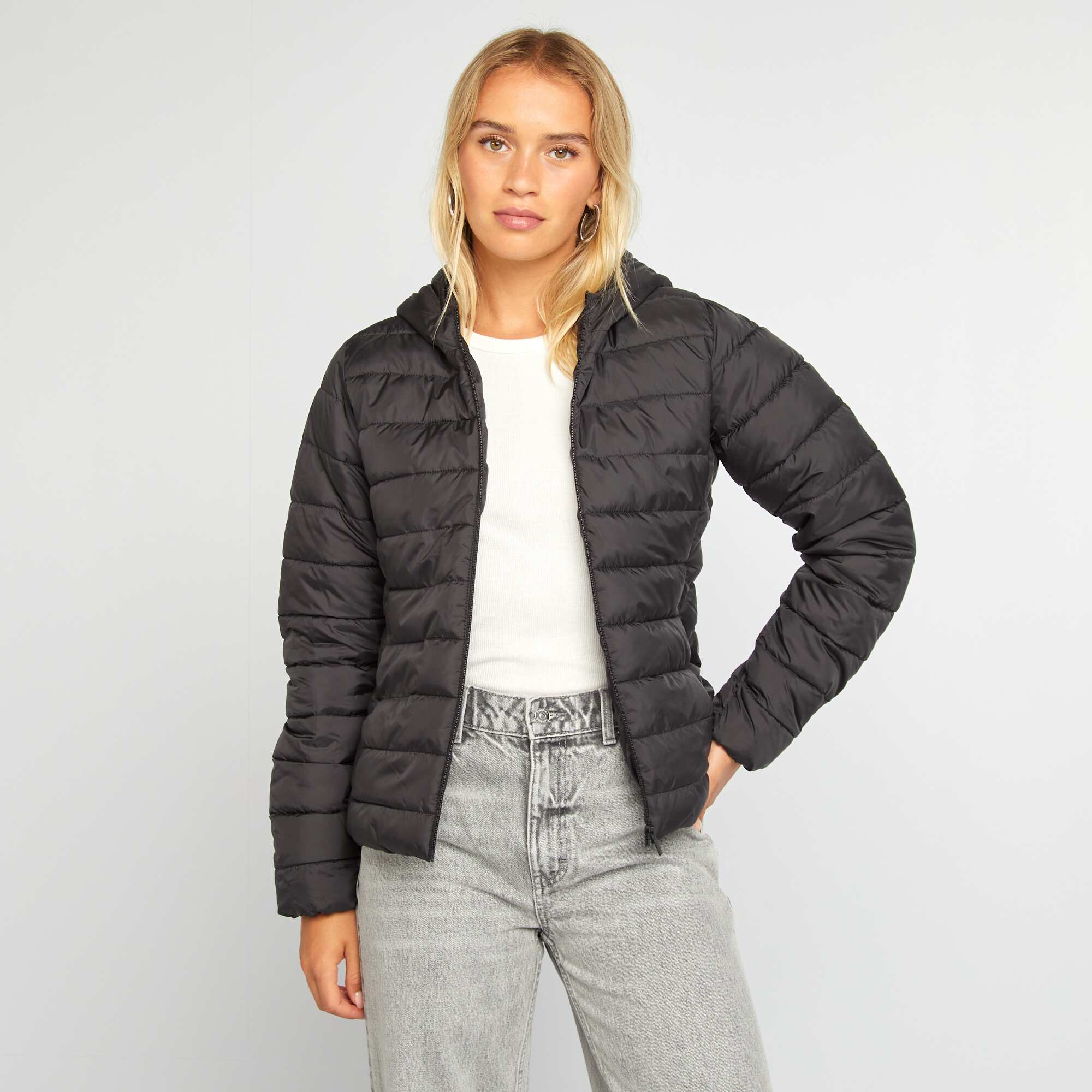 Black lightweight padded jacket online