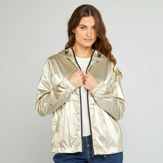 Metallic hooded windcheater YELLOW