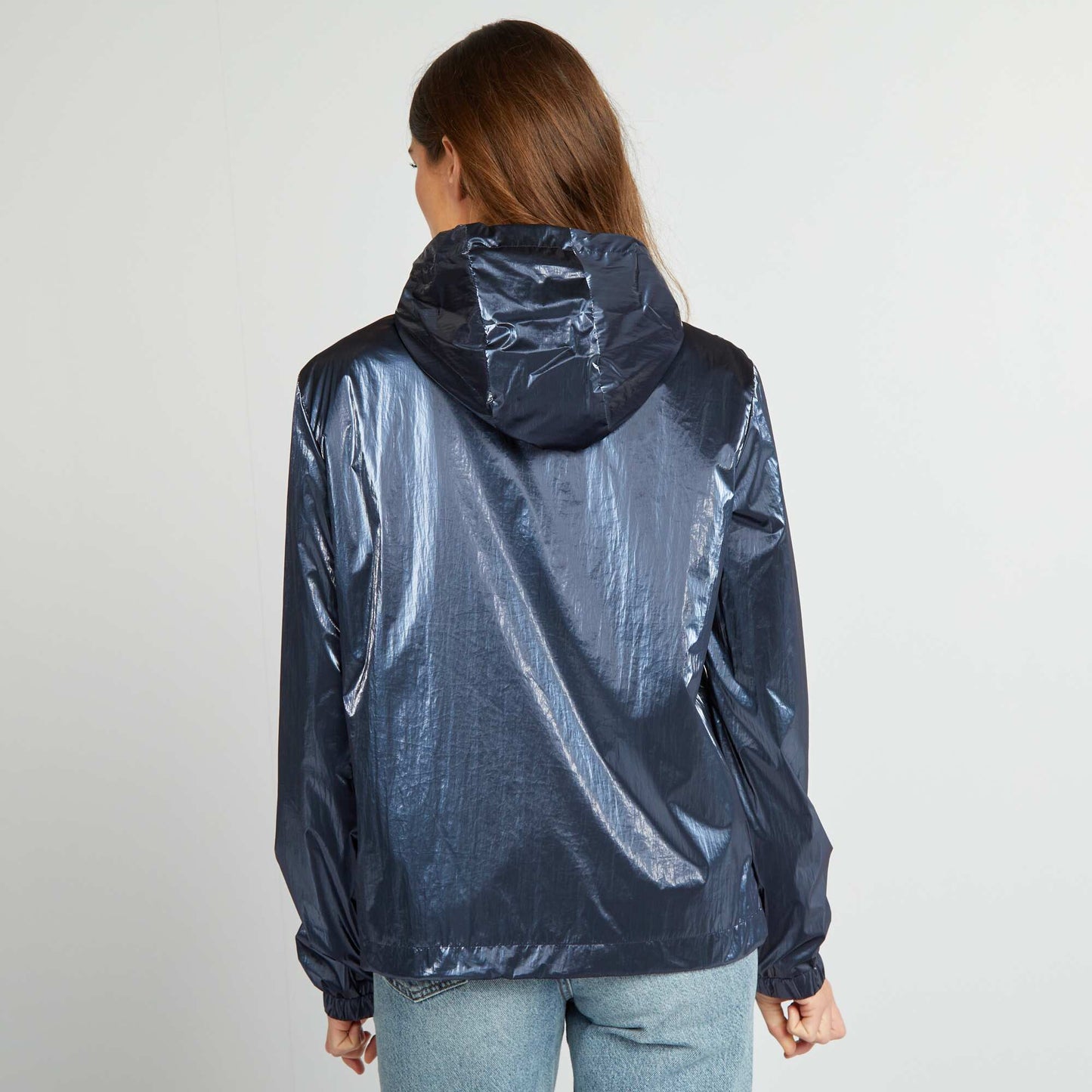 Metallic hooded windcheater BLUE