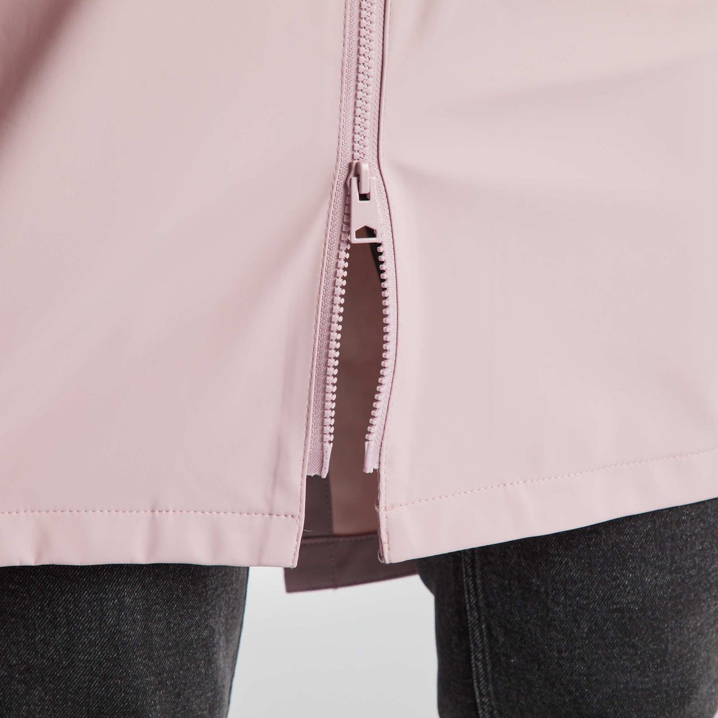 Long showerproof parka with reflective detailing PINK