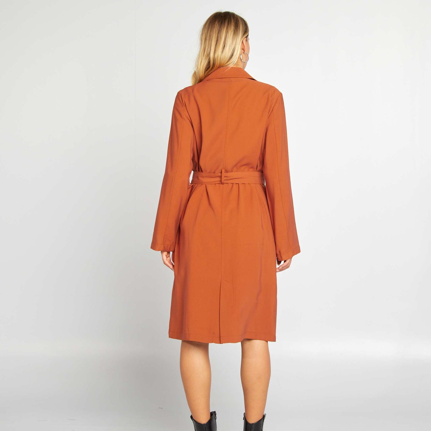 Long double-breasted trench coat ORANGE