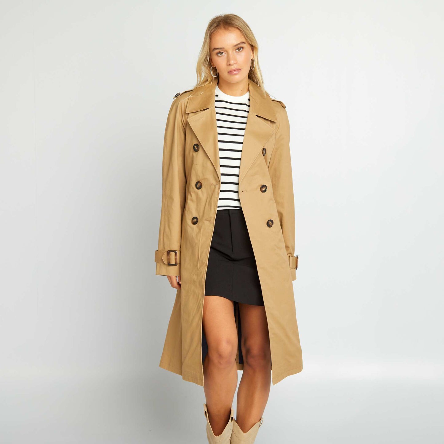 Long plain trench coat BEIGE