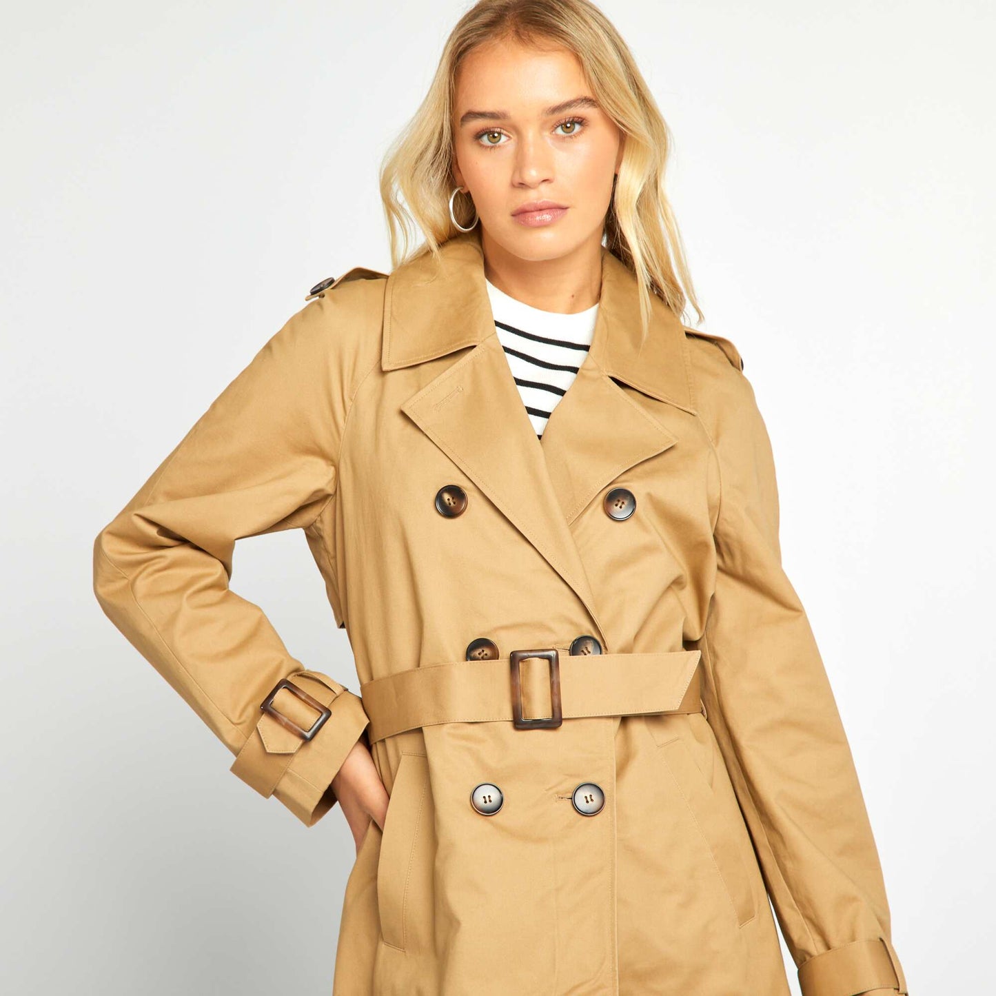 Long plain trench coat BEIGE