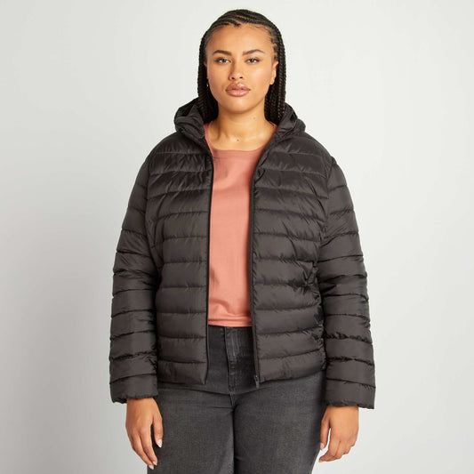 Lightweight padded jacket with hood black