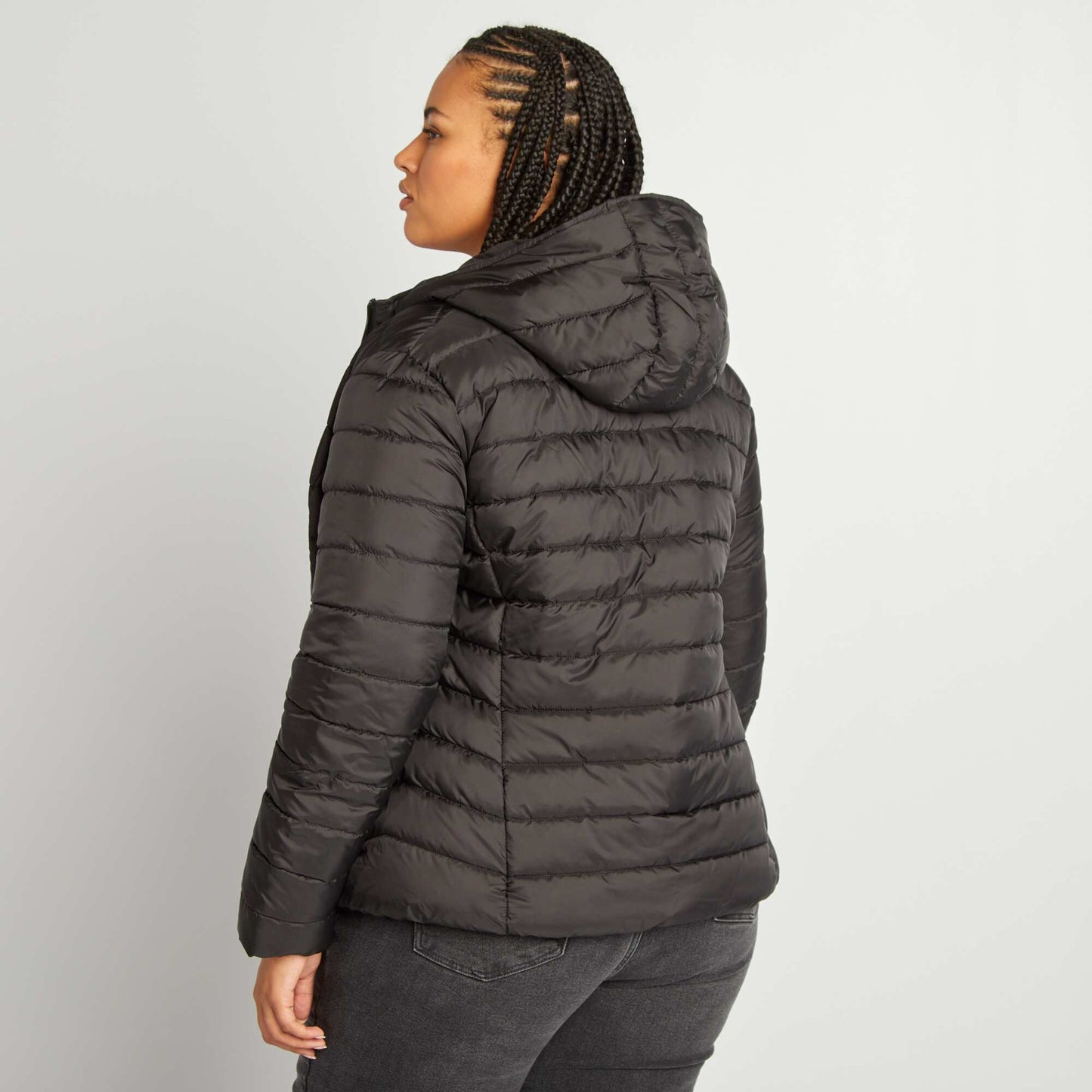 Lightweight padded jacket with hood black