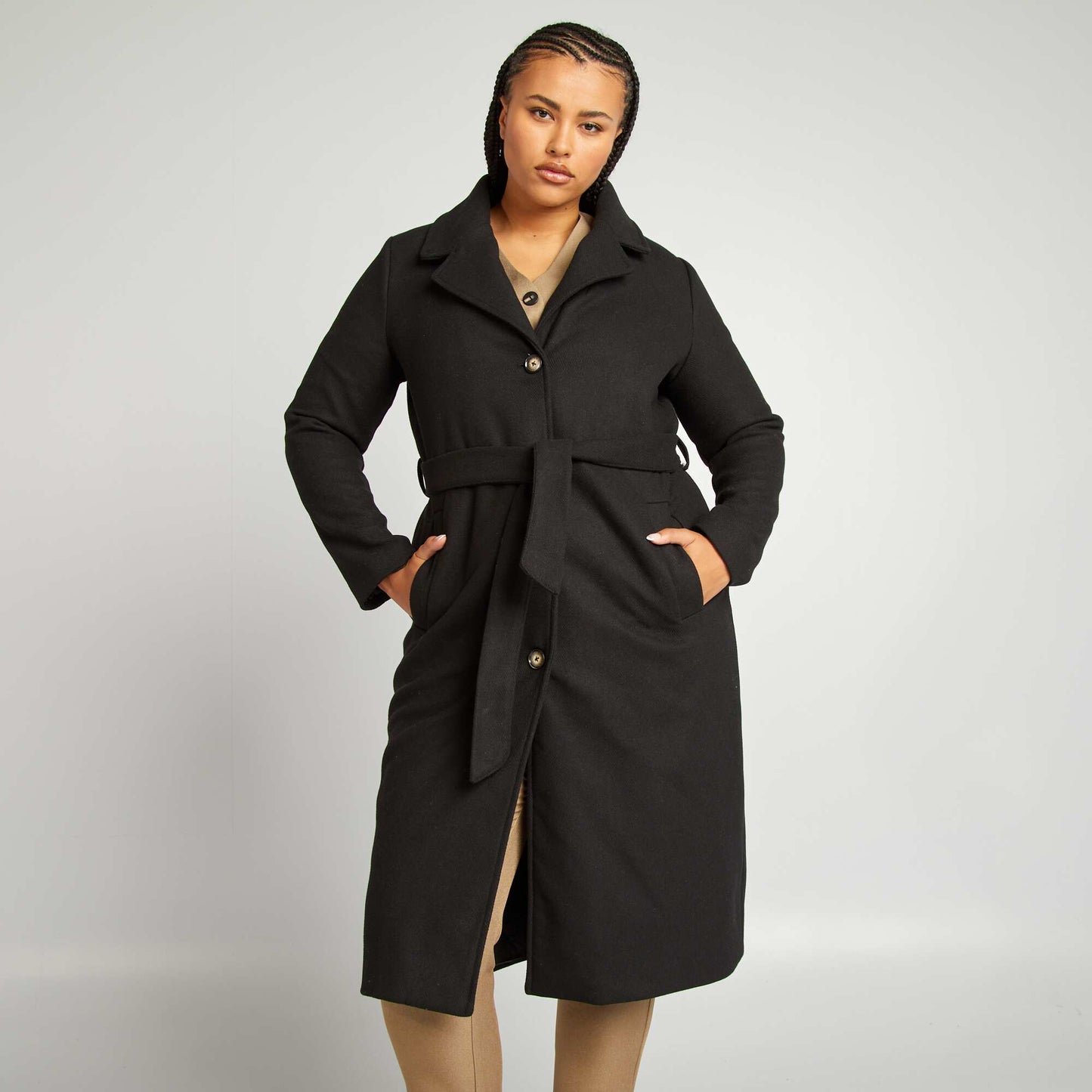 Wool blend coat black