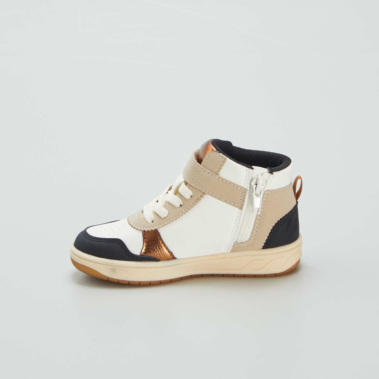 High-top trainers with hook-and-loop and lace-up fastening WHITE