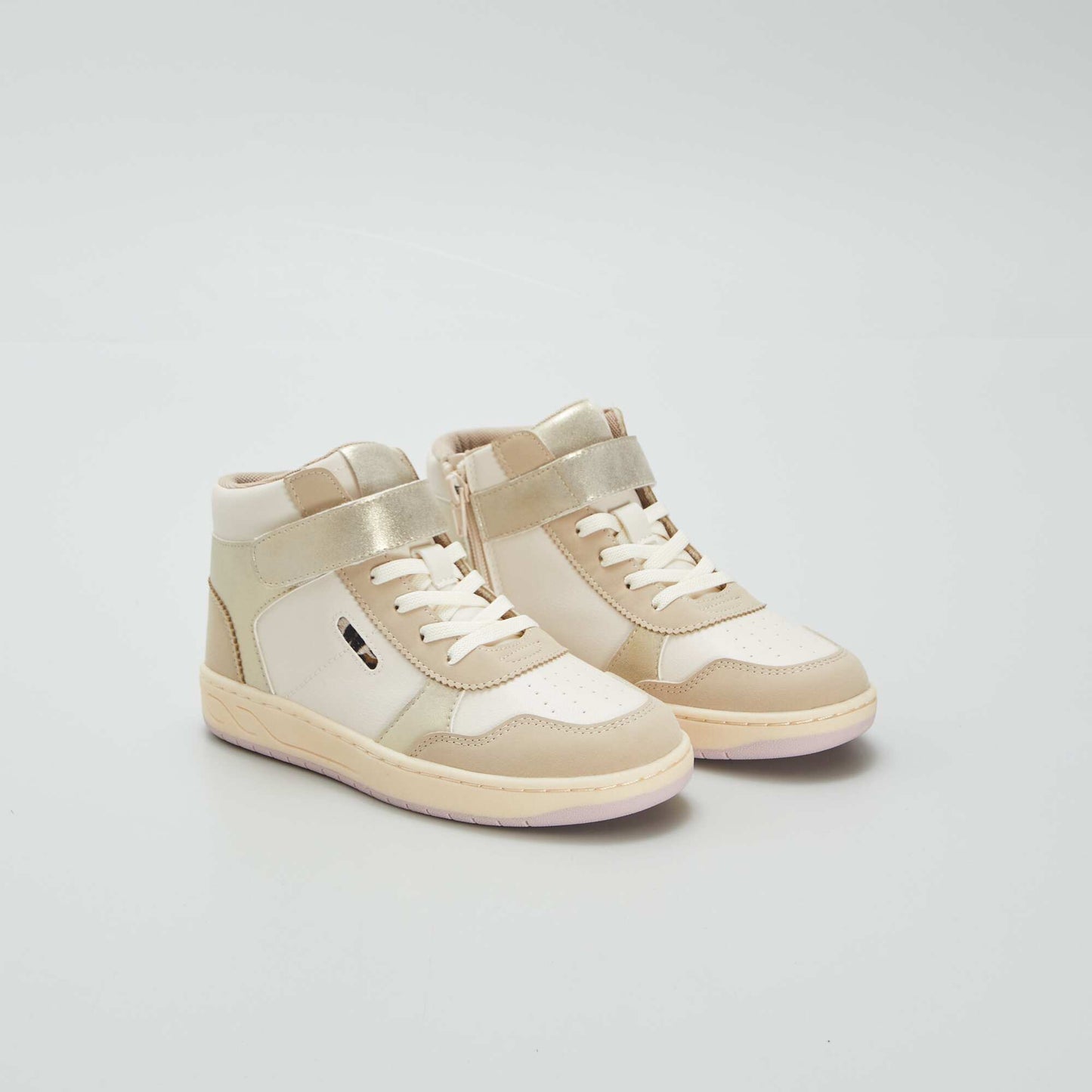 High-top hook-and-loop trainers beige