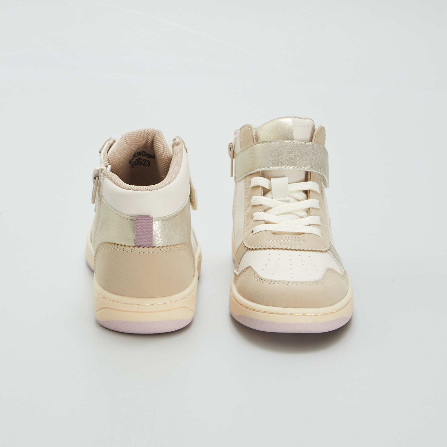 High-top hook-and-loop trainers beige